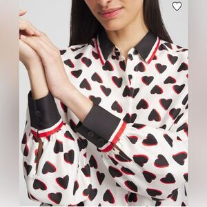 Chico’s Faux Silk Twill Shirt SZ 4 US 20 Long Sleeve Botton Front Black